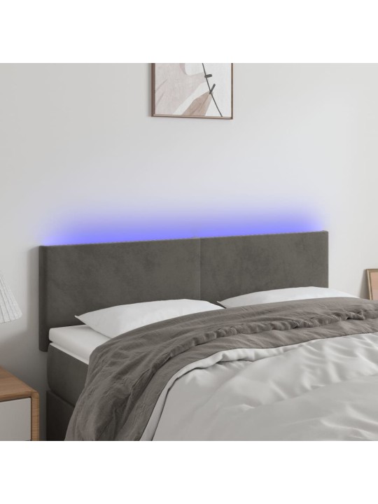 Čelo postele s LED tmavě šedé 144x5x78/88 cm samet