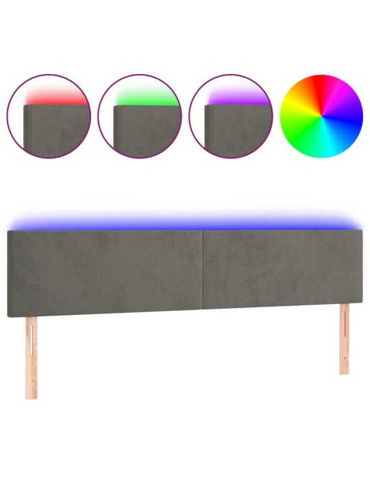 Čelo postele s LED tmavě šedé 160x5x78/88 cm samet