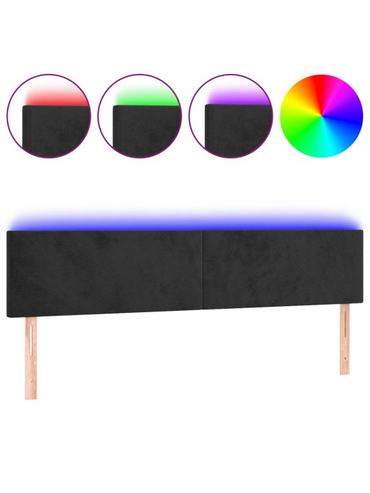 Čelo postele s LED černé 160x5x78/88 cm samet