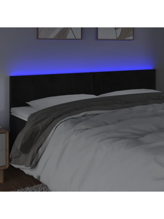 Čelo postele s LED černé 160x5x78/88 cm samet