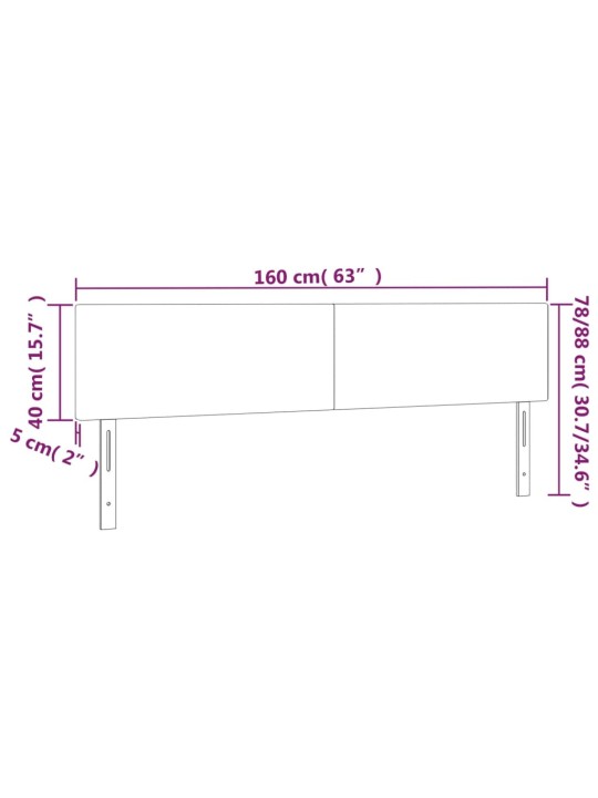 Čelo postele s LED černé 160x5x78/88 cm samet