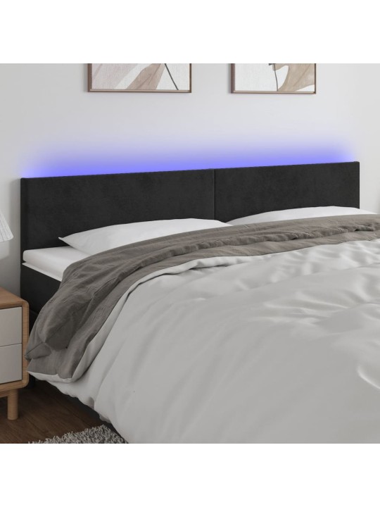 Čelo postele s LED černé 160x5x78/88 cm samet