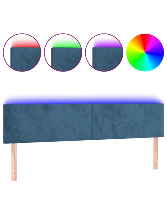 Čelo postele s LED tmavě modré 160x5x78/88 cm samet