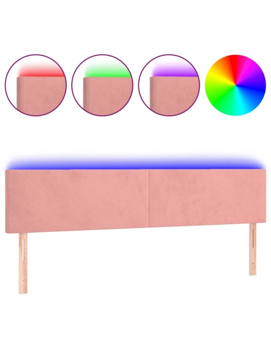Čelo postele s LED růžové 160x5x78/88 cm samet