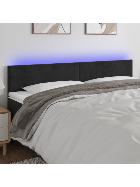 Čelo postele s LED černé 180x5x78/88 cm samet