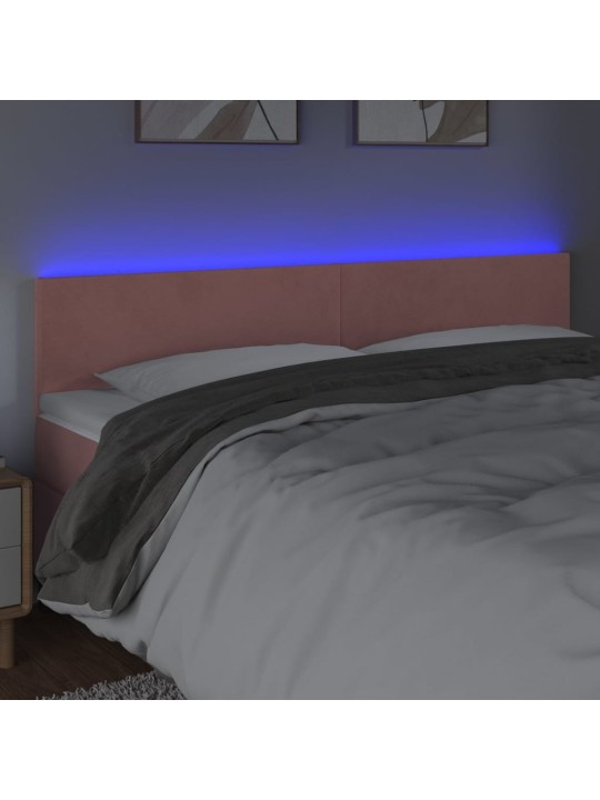 Čelo postele s LED růžové 180x5x78/88 cm samet
