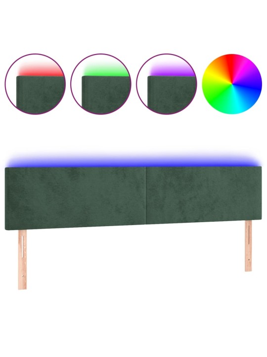 Čelo postele s led tmavě zelené 200x5x78/88 cm samet