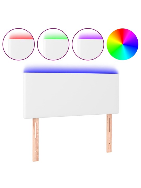 Čelo postele s LED bílé 100x5x78/88 cm umělá kůže
