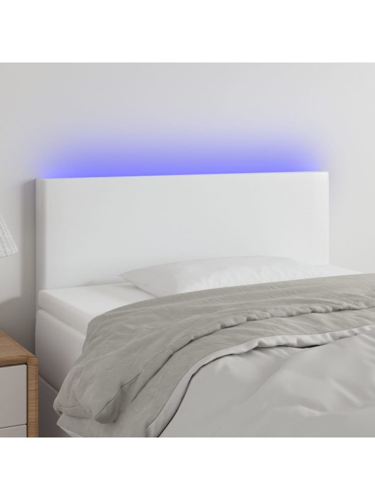 Čelo postele s LED bílé 100x5x78/88 cm umělá kůže
