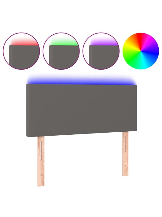 Čelo postele s LED šedé 100x5x78/88 cm umělá kůže