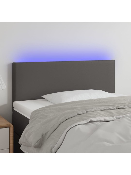 Čelo postele s LED šedé 100x5x78/88 cm umělá kůže