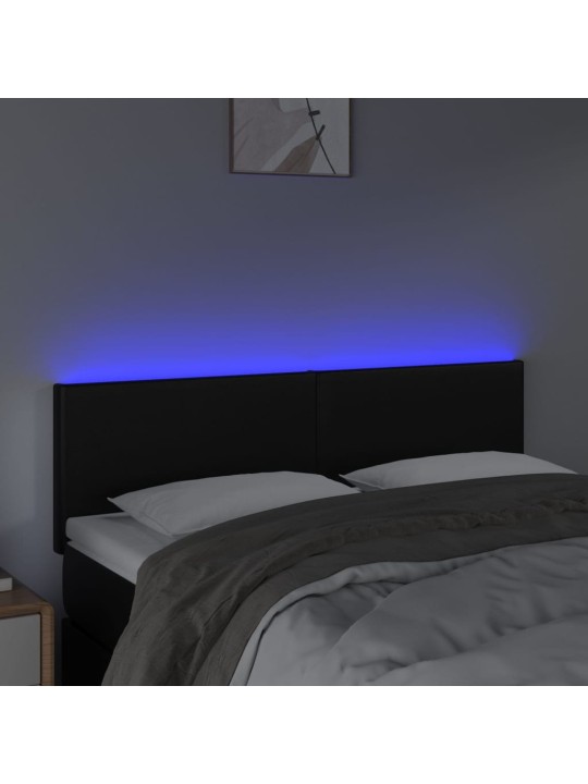 Čelo postele s LED černé 144x5x78/88 cm umělá kůže