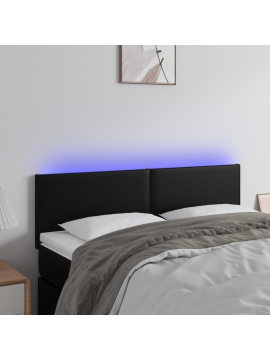 Čelo postele s LED černé 144x5x78/88 cm umělá kůže
