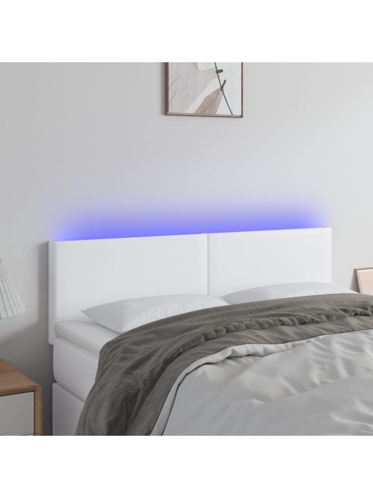 Čelo postele s LED bílé 144x5x78/88 cm umělá kůže