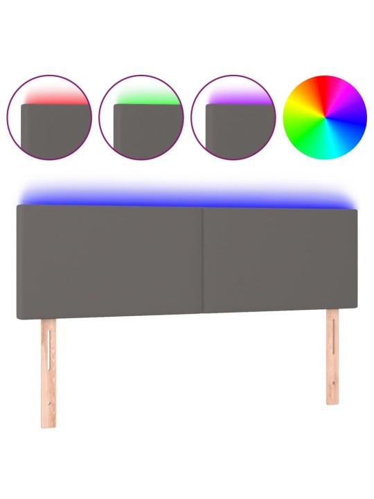 Čelo postele s LED šedé 144x5x78/88 cm umělá kůže