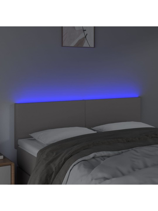 Čelo postele s LED šedé 144x5x78/88 cm umělá kůže