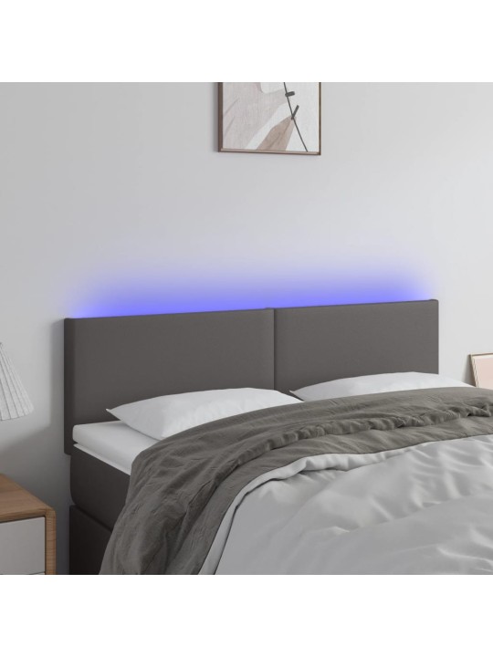 Čelo postele s LED šedé 144x5x78/88 cm umělá kůže