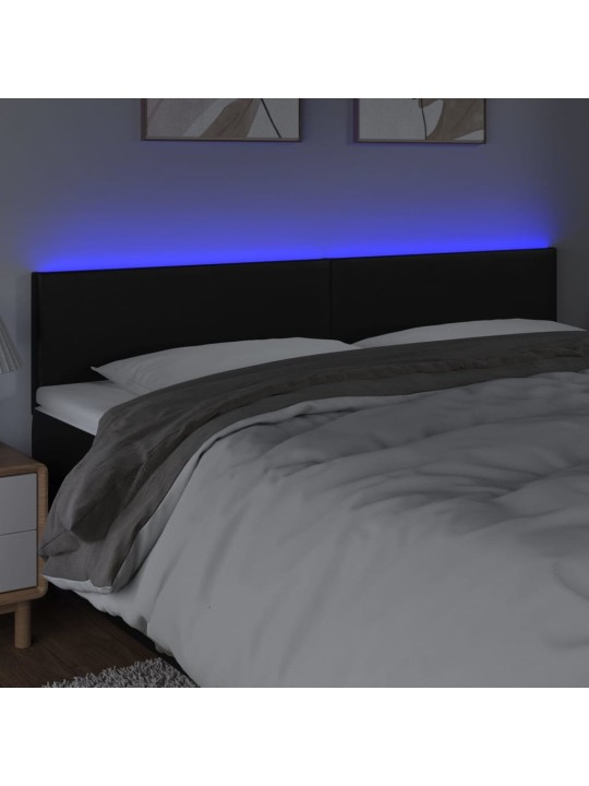 Čelo postele s LED černé 160x5x78/88 cm umělá kůže
