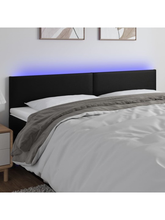 Čelo postele s LED černé 160x5x78/88 cm umělá kůže