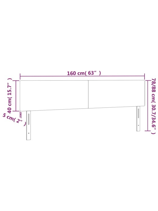 Čelo postele s LED bílé 160x5x78/88 cm umělá kůže
