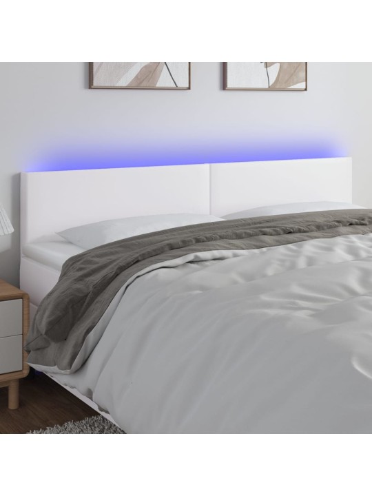 Čelo postele s LED bílé 160x5x78/88 cm umělá kůže