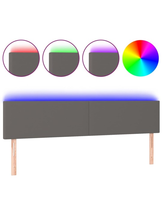 Čelo postele s LED šedé 160x5x78/88 cm umělá kůže