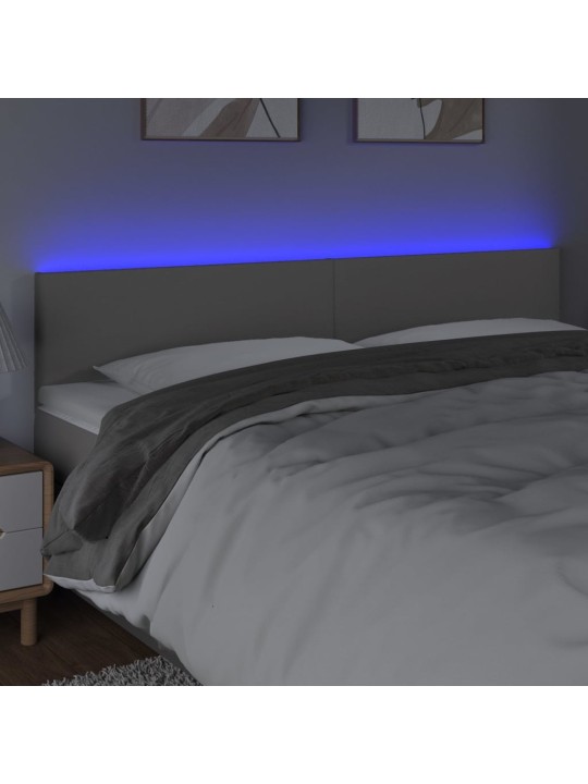 Čelo postele s LED šedé 160x5x78/88 cm umělá kůže