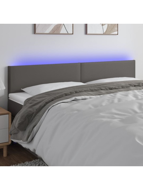 Čelo postele s LED šedé 160x5x78/88 cm umělá kůže