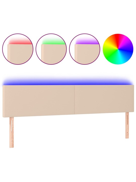 Čelo postele s LED cappuccino 180x5x78/88 cm umělá kůže