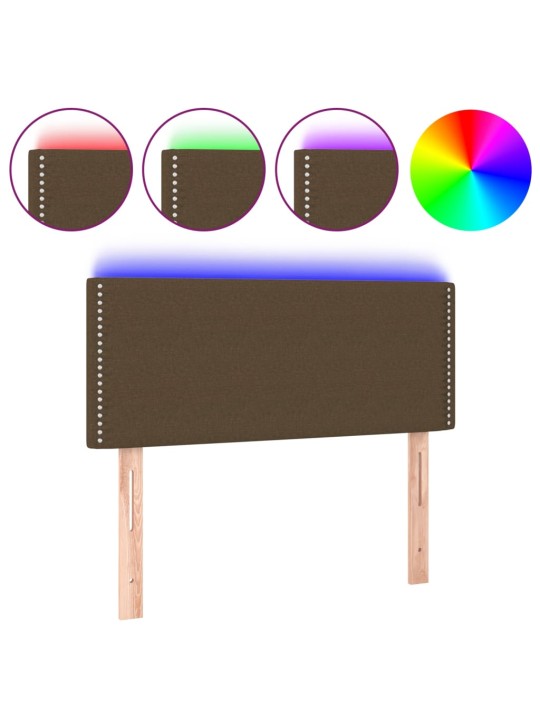 Čelo postele s LED tmavě hnědé 80 x 5 x 78/88 cm textil