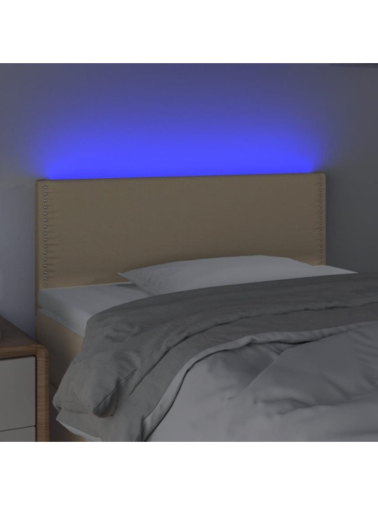 Čelo postele s LED krémové 80 x 5 x 78/88 cm textil