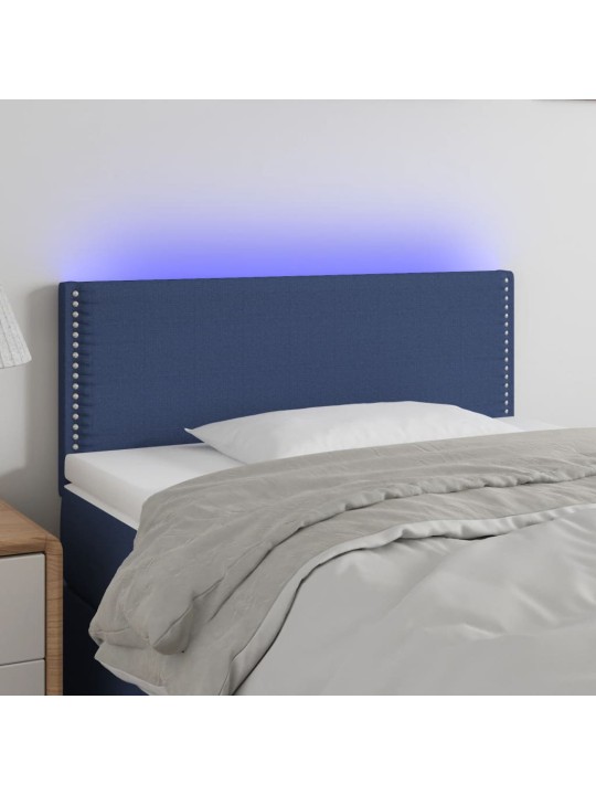 Čelo postele s LED modré 80 x 5 x 78/88 cm textil
