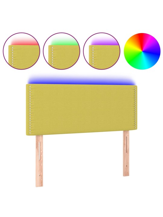 Čelo postele s LED zelené 80 x 5 x 78/88 cm textil