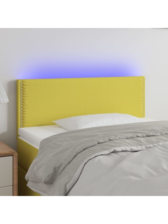 Čelo postele s LED zelené 80 x 5 x 78/88 cm textil