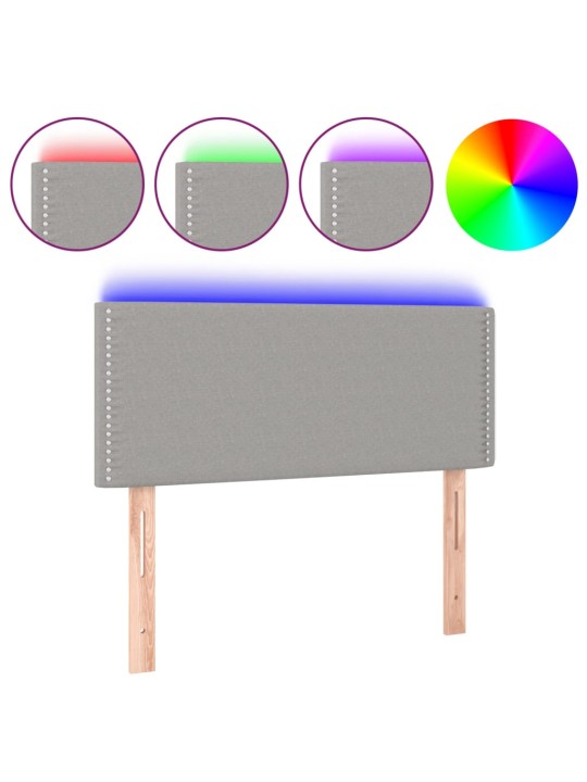 Čelo postele s LED světle šedé 90x5x78/88 cm textil