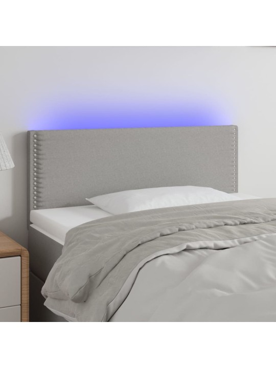 Čelo postele s LED světle šedé 100 x 5 x 78/88 cm textil