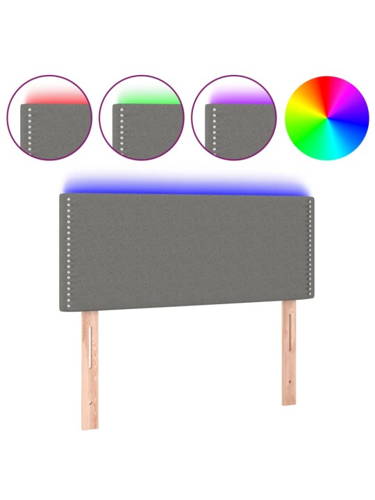 Čelo postele s LED tmavě šedé 100x5x78/88 cm textil