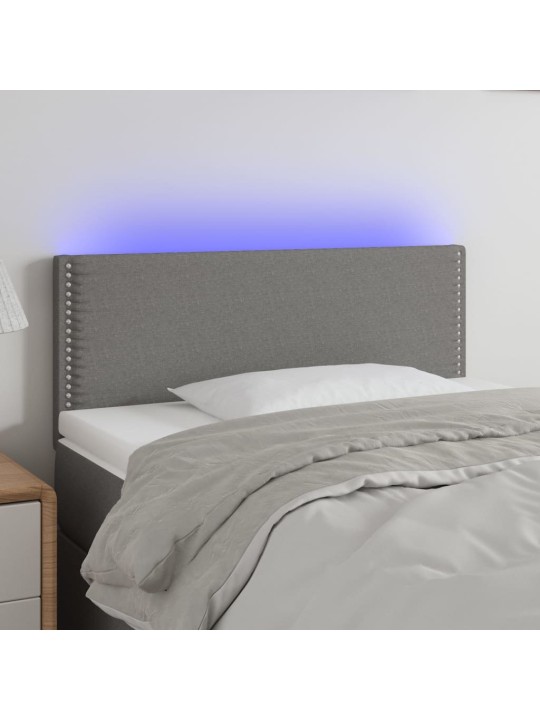 Čelo postele s LED tmavě šedé 100x5x78/88 cm textil