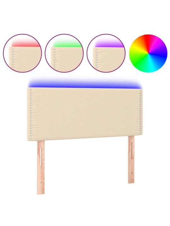 Čelo postele s LED krémové 100x5x78/88 cm textil