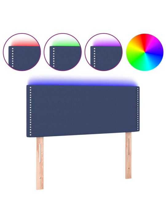 Čelo postele s LED modré 100x5x78/88 cm textil