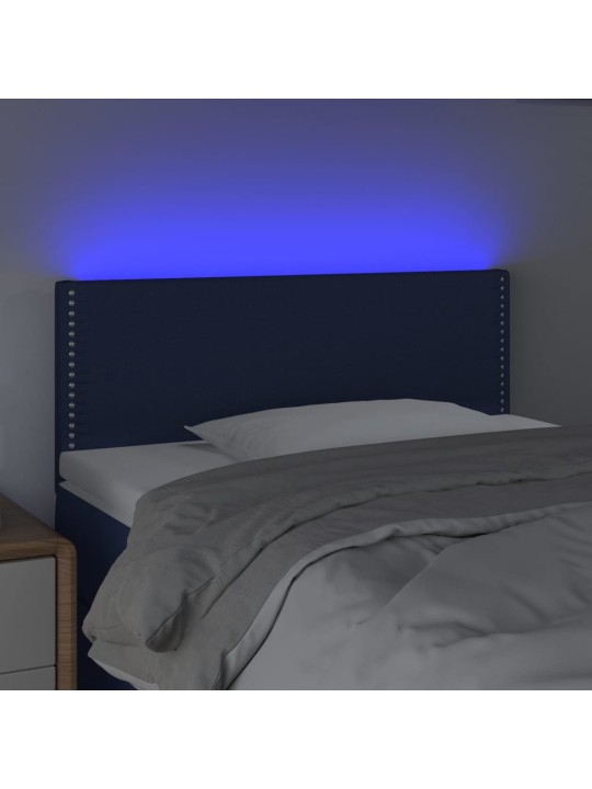 Čelo postele s LED modré 100x5x78/88 cm textil
