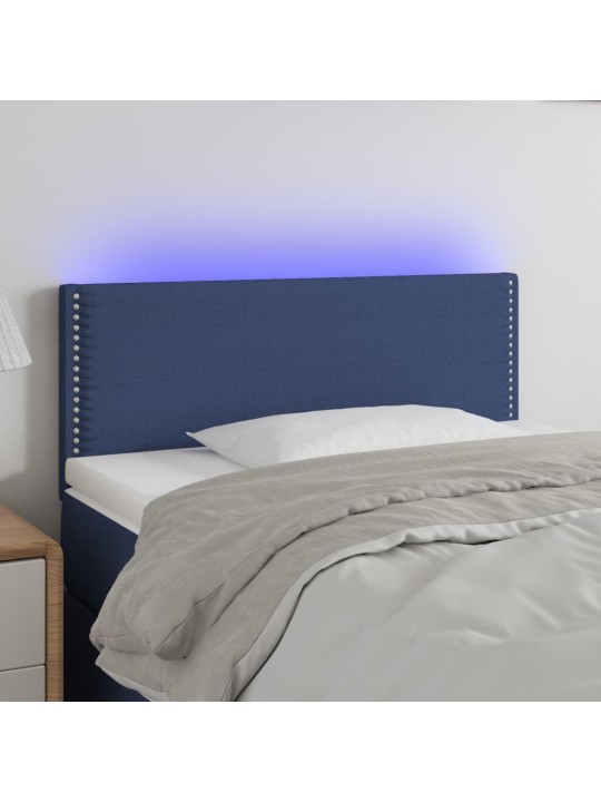 Čelo postele s LED modré 100x5x78/88 cm textil