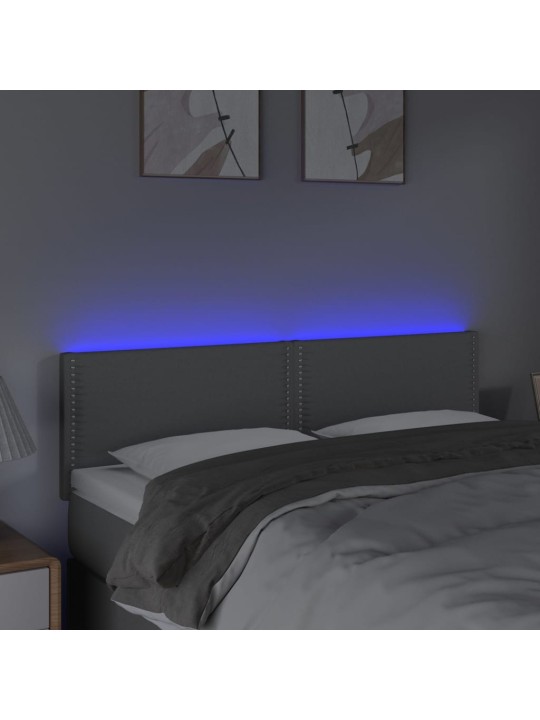 Čelo postele s LED světle šedé 144 x 5 x 78/88 cm textil