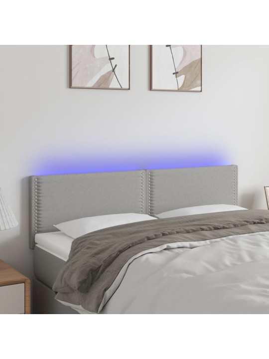 Čelo postele s LED světle šedé 144 x 5 x 78/88 cm textil