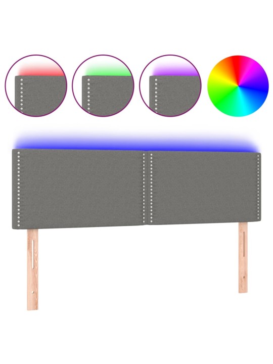 Čelo postele s LED tmavě šedé 144x5x78/88 cm textil