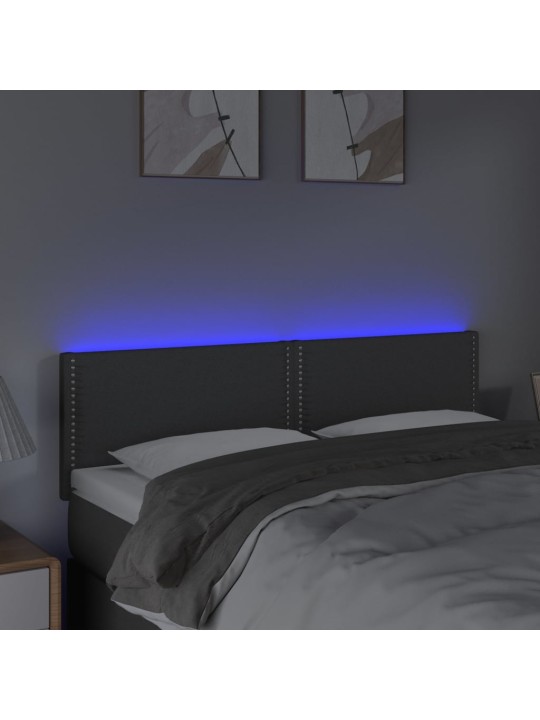 Čelo postele s LED tmavě šedé 144x5x78/88 cm textil