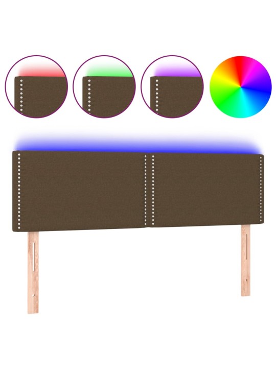 Čelo postele s LED tmavě hnědé 144x5x78/88 cm textil