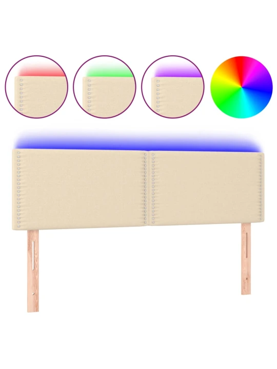 Čelo postele s LED krémové 144x5x78/88 cm textil