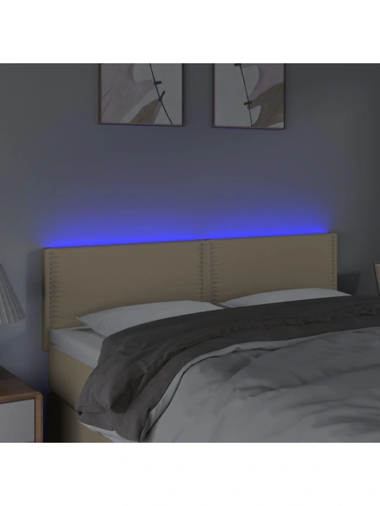 Čelo postele s LED krémové 144x5x78/88 cm textil
