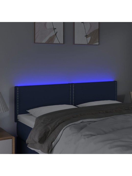 Čelo postele s LED modré 144x5x78/88 cm textil
